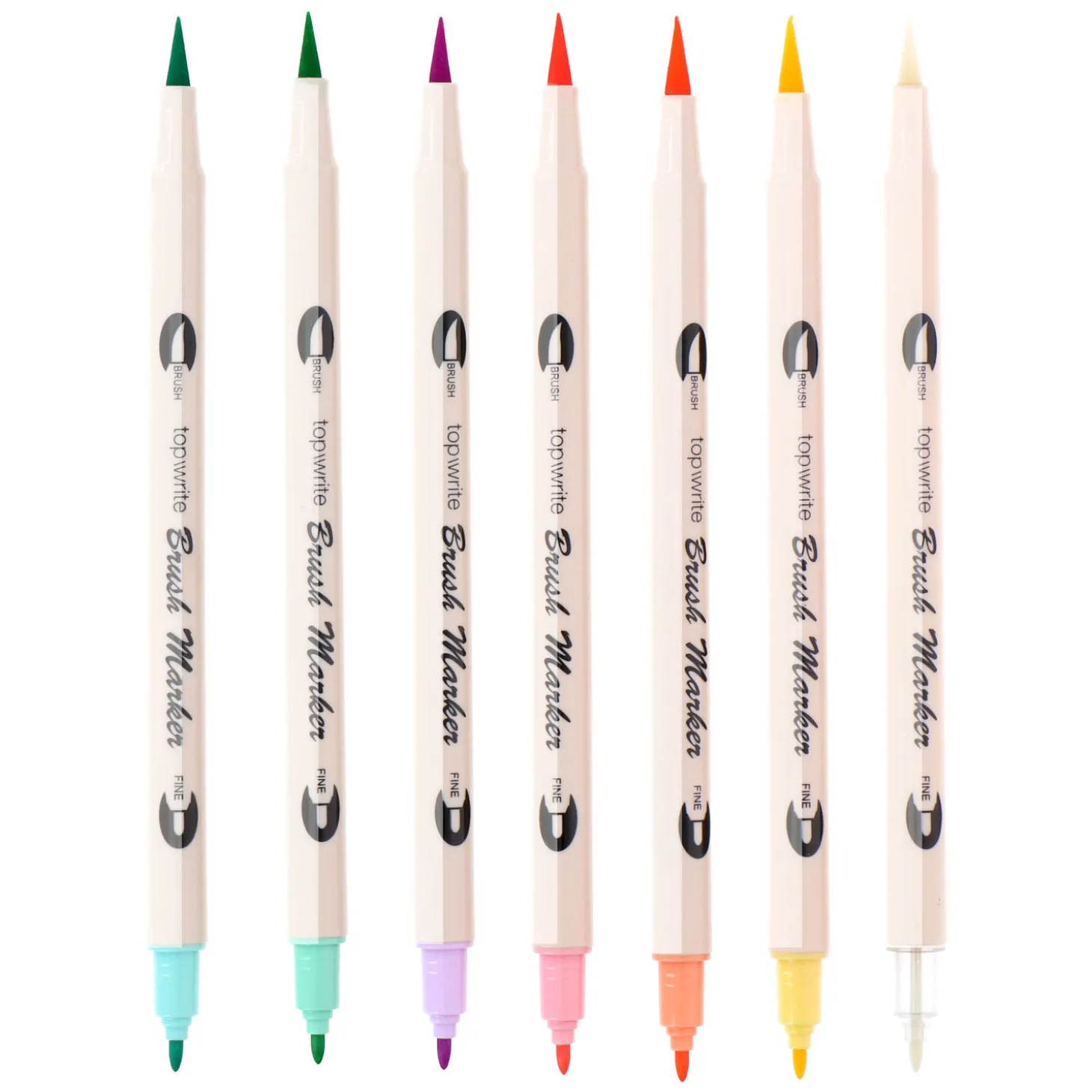 Viltstiften/Brushpennen Dubbelzijdig, 7st.