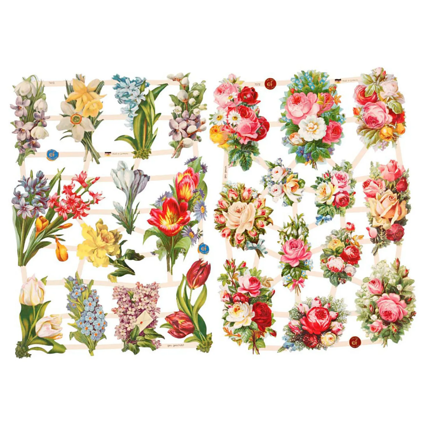 Vintage Plaatjes Lentebloemen, 2 Vellen