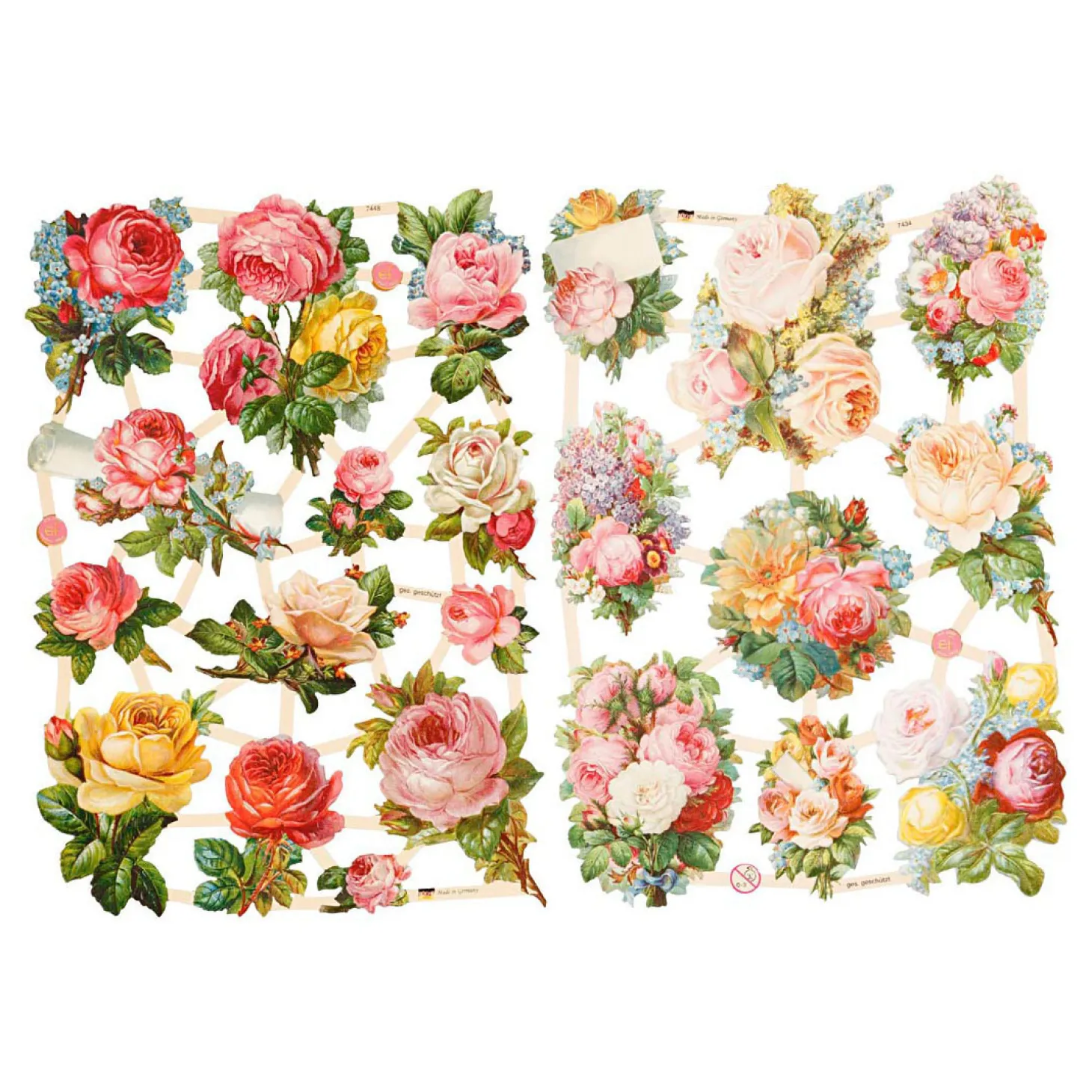 Vintage Plaatjes Rozen, 2 Vellen