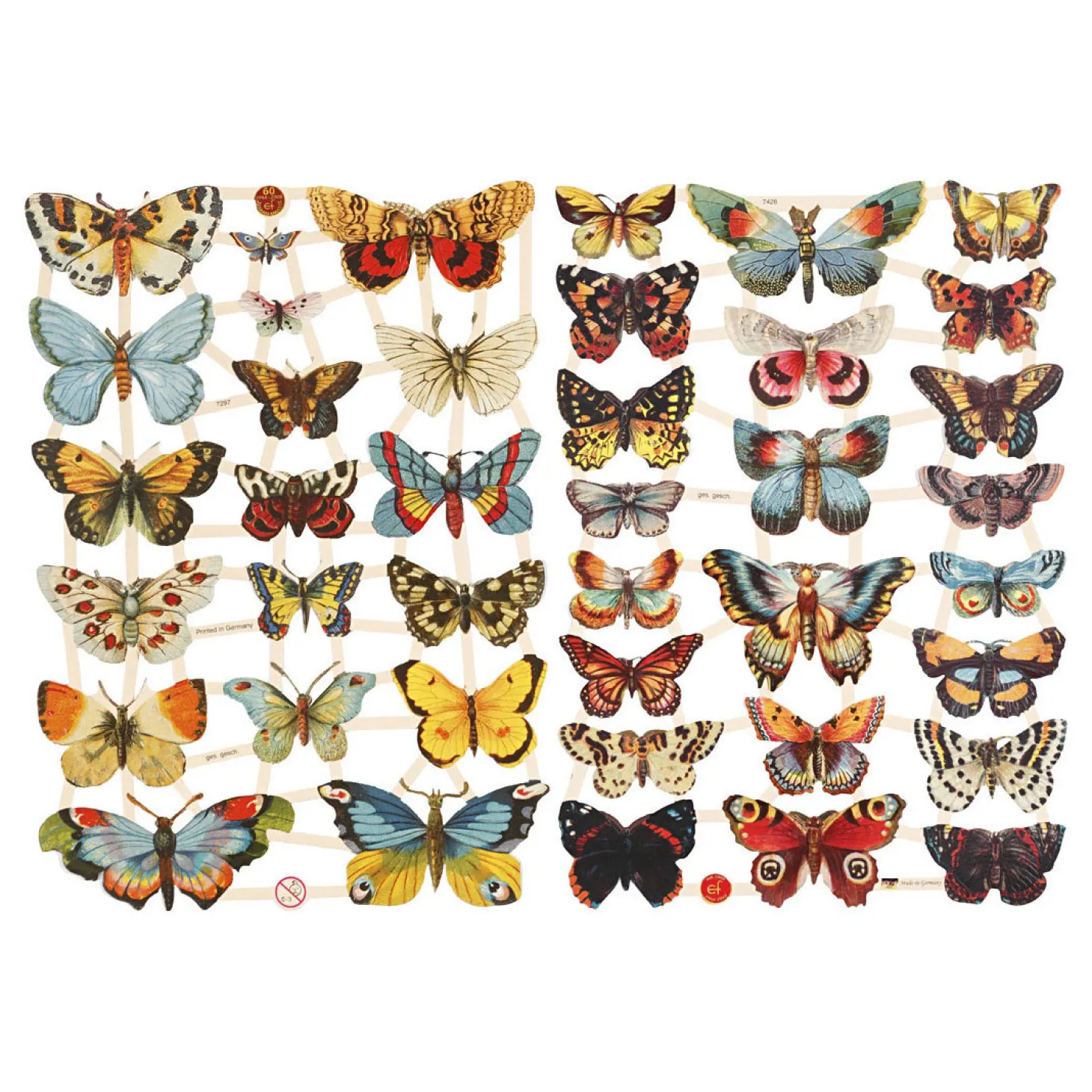 Vintage Plaatjes Vlinders, 2 Vellen