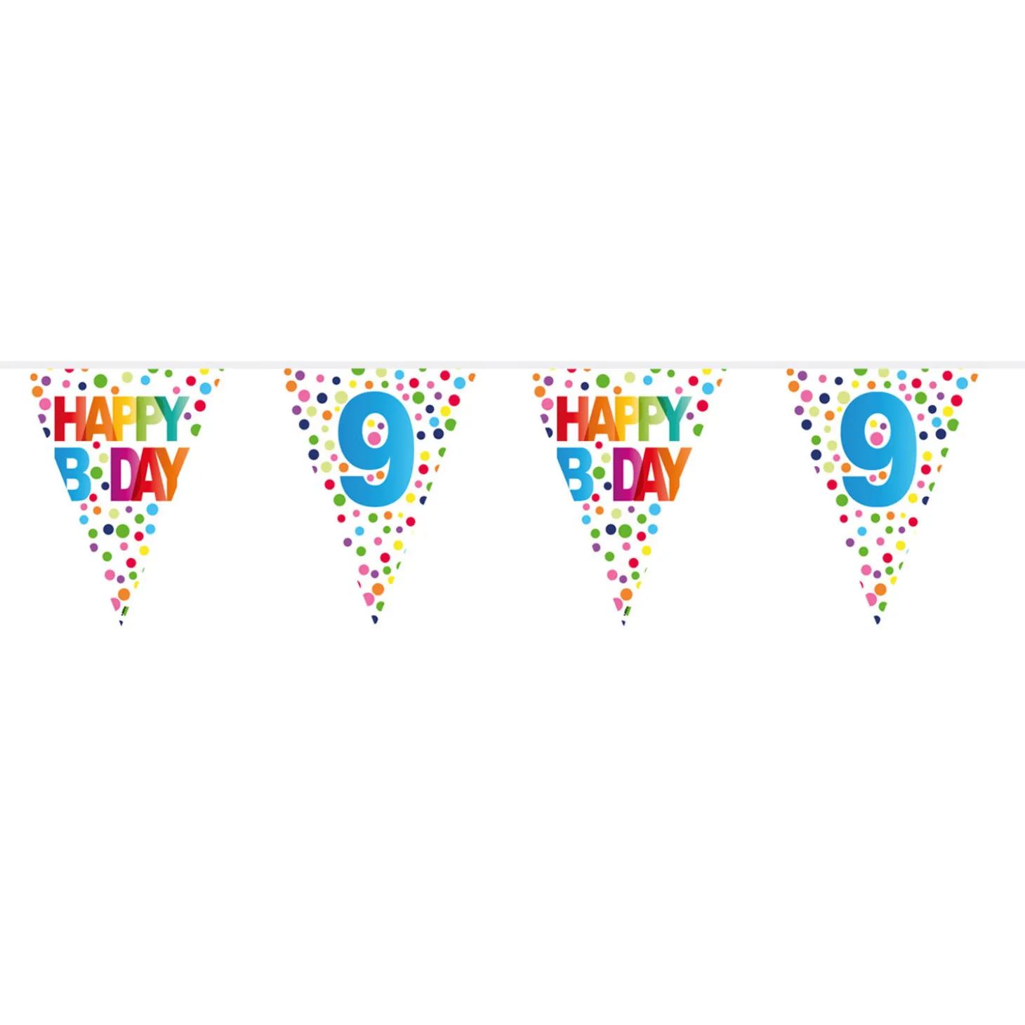 Vlaggenlijn Confetti 9 jaar, 10mtr.
