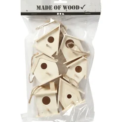 Vogelhuis Hout 7cm, 6st.