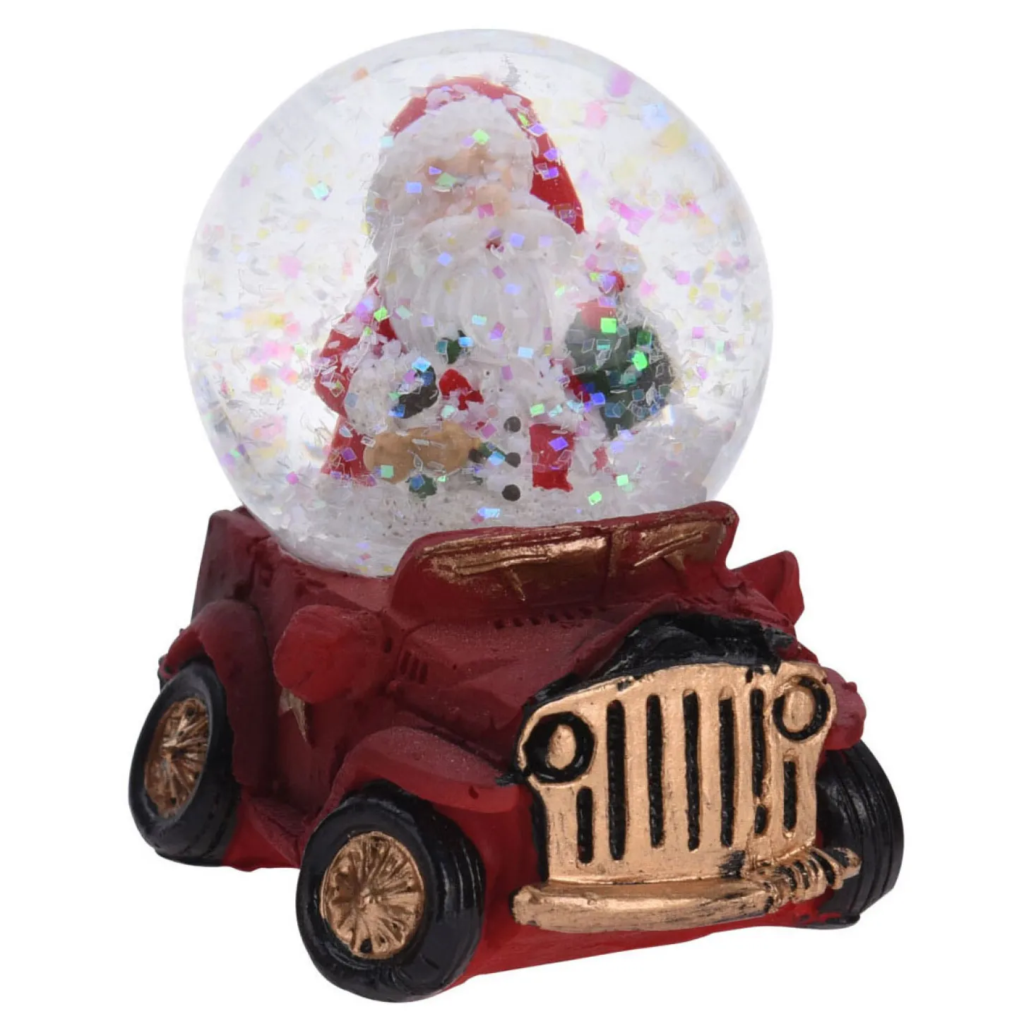 Waterbal Kerstfiguur in Auto, 6,5cm