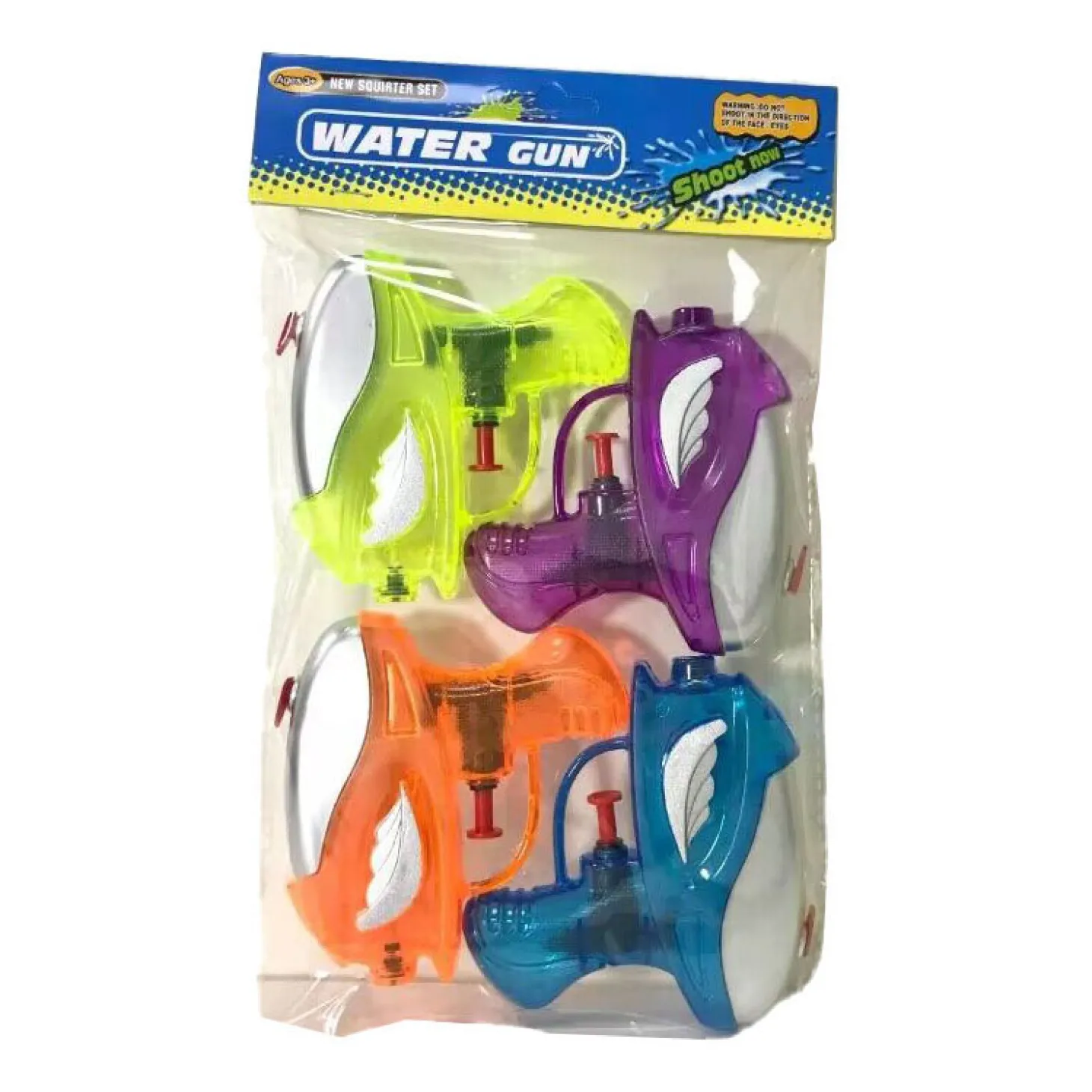 Waterpistooltjes Transparant, 4st.