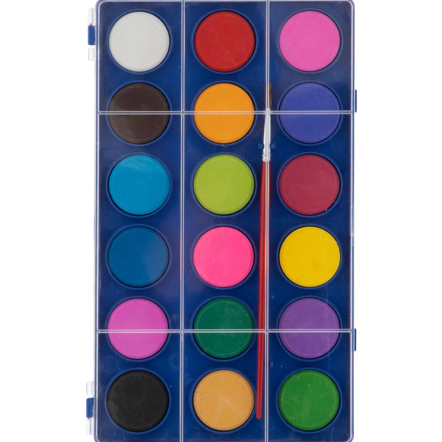 Waterverfpalet met Kwast, 18 kleuren.