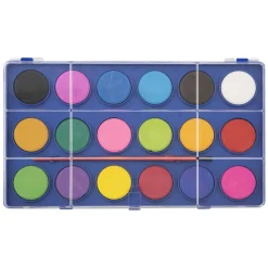 Waterverfpalet met Kwast, 18 kleuren.