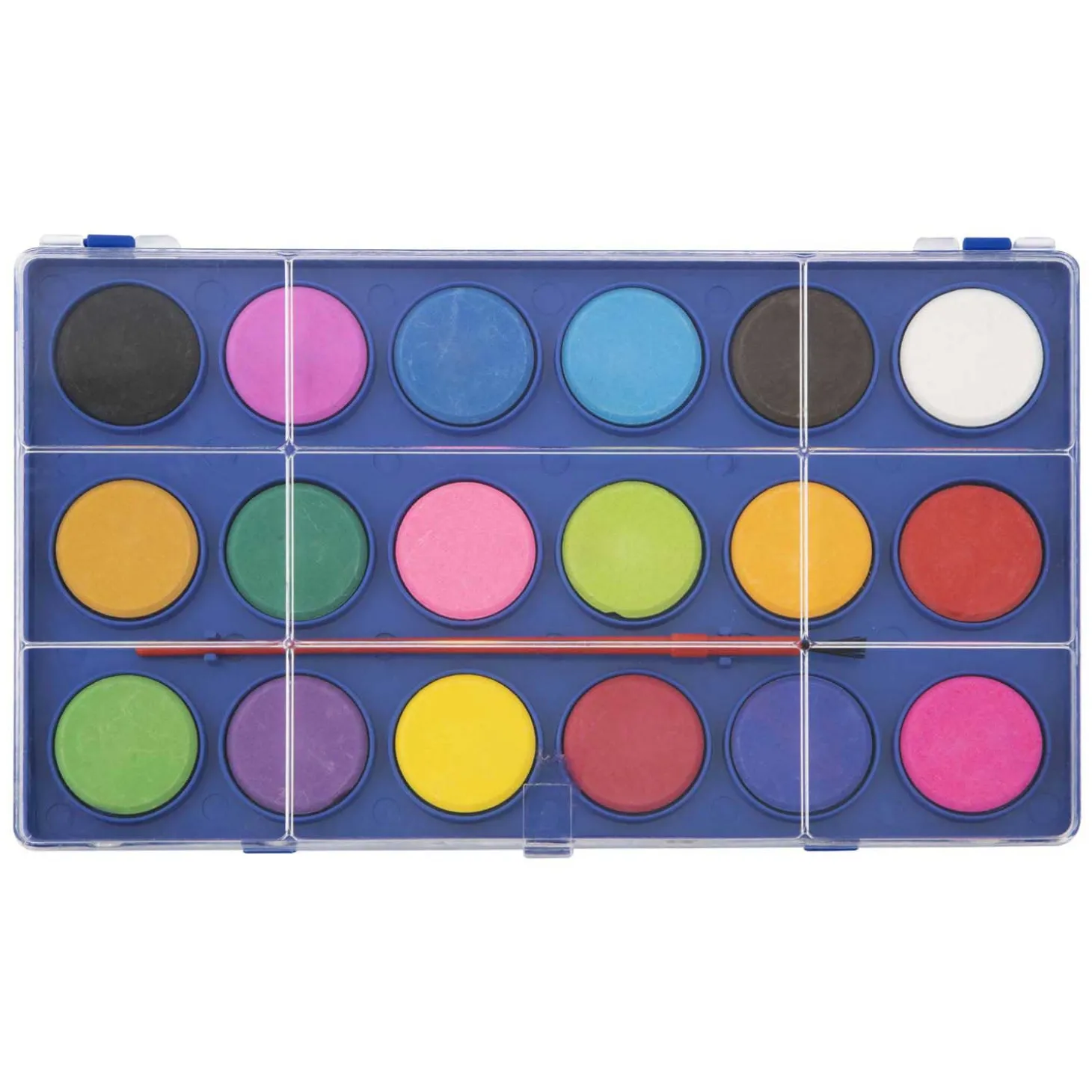 Waterverfpalet met Kwast, 18 kleuren.