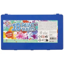 Waterverfpalet met Kwast, 18 kleuren.