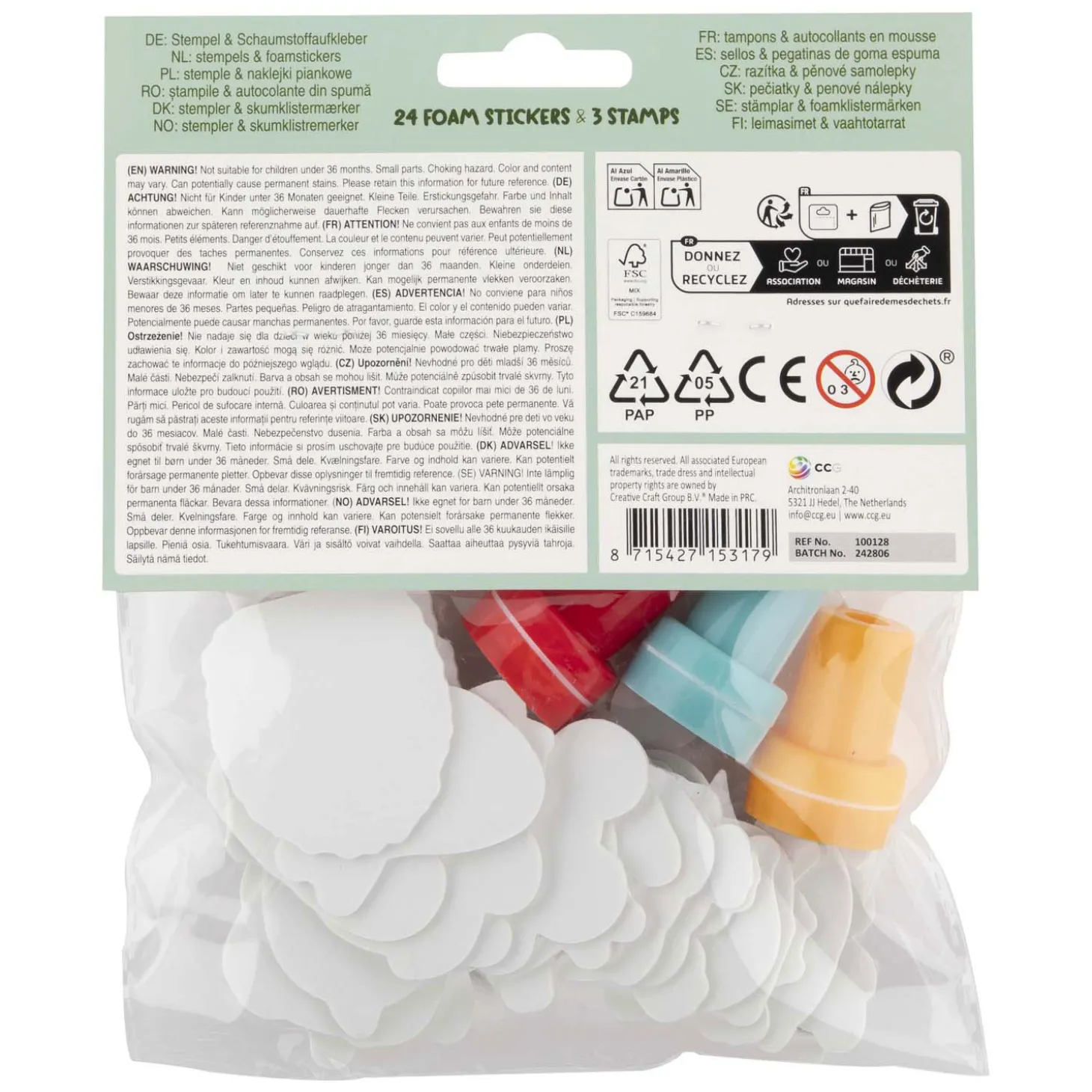 Zelfinktende Stempels, 3st. en Foamstickers